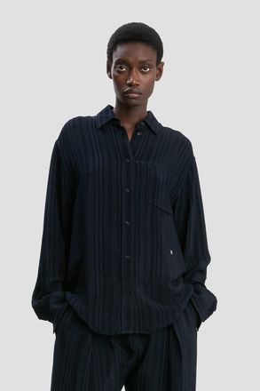 Victoria Beckham Pyjama Shirt In Navy - 10 - Womens