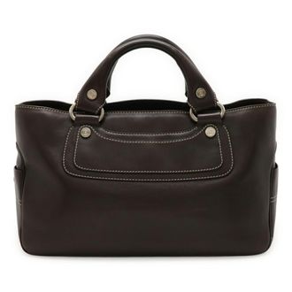 Celine Dark Brown Leather Handbag Tote Bag (Pre-Owned)