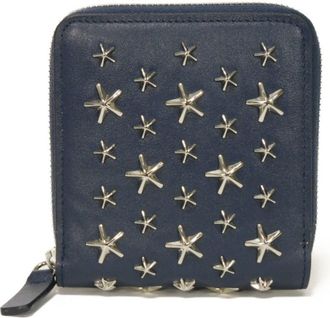 Jimmy Choo London Navy Leather Wallet (Bi-Fold) (Pre-Owned)