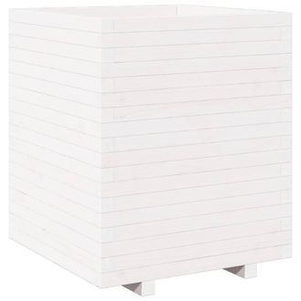 Berkfield Home Garden Planter White 60x60x72.5 cm Solid Wood Pine