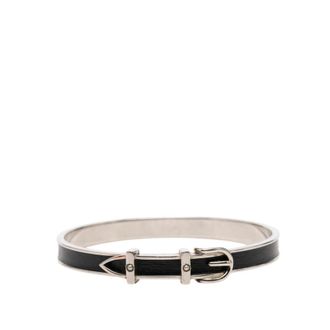 Herm&egrave;s Pre-owned Hermes Palladium Plated and Leather Belt Buckle Bangle Ladies P1W5D99KKNEGCMCH
