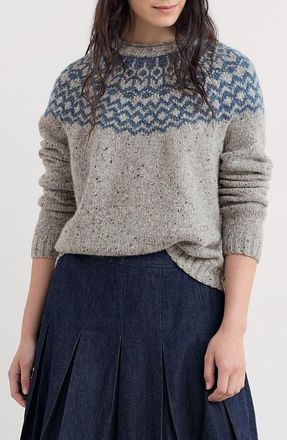 Seasalt Cornwall Port Kinnis Fair Isle Merino Wool Blend Sweater in Wag Tail Tor Shore at Nordstrom, Size 10 Us