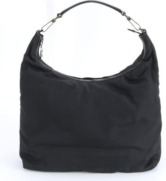 Gucci Black Leather Nylon Handbag Shoulder Bag Tote Bag (Pre-Owned)