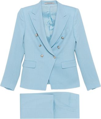 Tagliatore Womens Linen Double-Breasted Suit