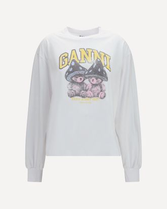 Ganni Teddy Mushroom long-sleeve cotton T-shirt Female XS
