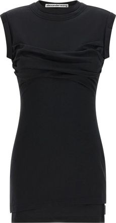 Alexander Wang Mouwloze Gelaagde Gedraaide Bust Mini Jurk - Dames - Tops zonder mouwen - Zwart - XS - Katoen - Tops