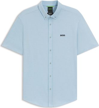 HUGO BOSS Mens Hbg Motion S Plain Short Sleeve Shirt in Light/Pstl Blue - Size Small