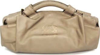 Loewe Anagram Logo Nappa Aire Hand Leather Gold Leather Handbag (Pre-Owned)