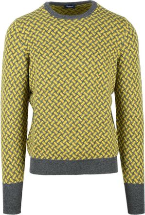 Drumohr Cashmere Crew Neck Pullover - Yellow/Grey