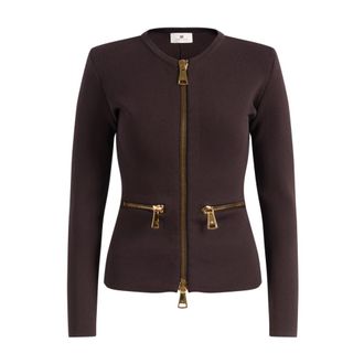 Elisabetta Franchi Truien & Vesten, Dames, Bruin, XL, Ritsvest