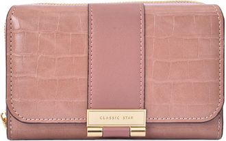 Generic Mini Clutch Wallets for Women, Trifold Purse Bag with ID Window, Medium Wallet Multi-slot Card Holder,Trendy Evening Bags (Pink,L15xW9.4xH4cmL5.9xW3.7