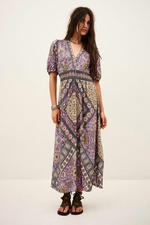 BA&SH Sidelie Patterned Midi Dress In Purple
