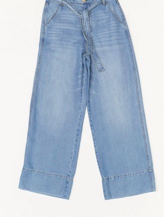 OAT New Yor Womens Belted High Rise Wide Leg Jeans In Ophelia Medium Wash