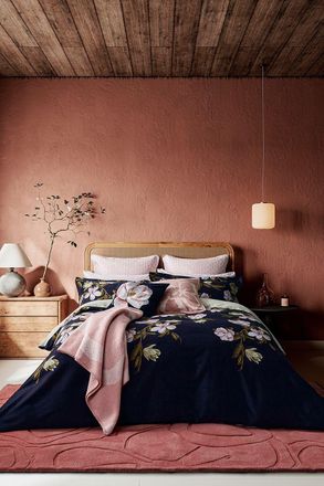 Ted Baker Opal Floral Cotton Sateen Duvet Cover Set in Navy | Size: King