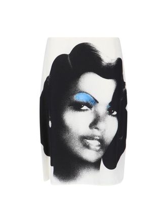 Versace White The Valentine Silk Skirt