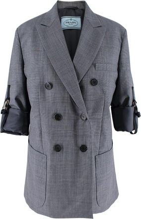 Prada Grey wool Prince of Wales checked blazer Size XS