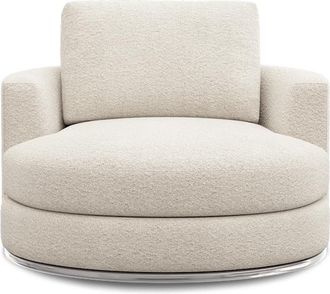 Castlery Hamilton Swivel Armchair 39.4 Customized, (Performance Boucle) Cream, Spill Resistant, 360-&deg; Swivel for Castlery Chairs, Beige, Ergonomic, Adjustable