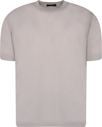 Dell'Oglio Grijze T-shirts - Heren - T-shirts - Grijs - 2XL - Katoen - Tops