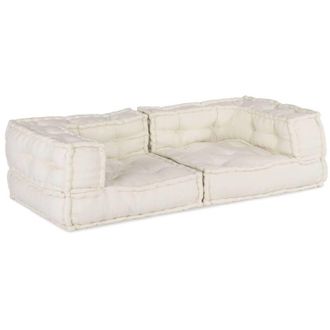 vidaXL Sof&aacute; Modular De 2 Plazas De Tela Color Crema 140x70x36