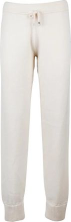 Eleventy Ribbed-knit Cashmere Trainingsbroeken - Dames - Sweatpants - Beige - M - Kasjmier - Broeken