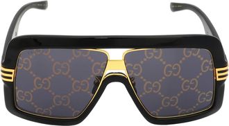 Gucci Grey/Gold Decor Square Unisex Sunglasses GG0900S 001 60