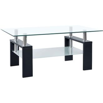 vidaXL Mesa De Caf&eacute; 95x55x40 Cm De Vidrio Templado Transparente Negro