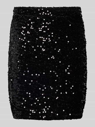 Pieces Figurbetonter Mini-Rock mit Paillettenbesatz Modell KAM in Black, Gr&ouml;&szlig;e M