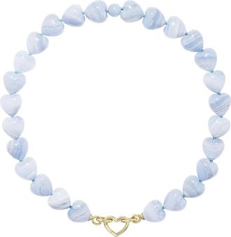 Emily P. Wheeler Collana Oversized Heart in oro giallo 18 carati con calcedonio - Blu