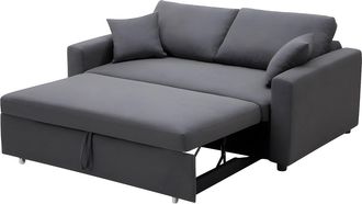 Vente-Unique Sof&aacute; cama de 3 plazas de tela - Antracita - INIZOR