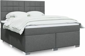 vidaXL Cama Box Spring Con Colch&oacute;n Tela Gris Oscuro 180x200 Cm Vidaxl