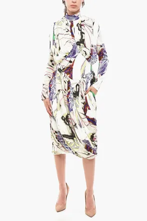 Stella McCartney Vestito Svasato a Fantasia con Pieghe Stella McCartney