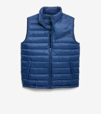 Cole Haan Mens Zip Front Quilted Vest - Blue Size Small