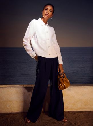 Contemporaine Womens Patch pockets pure linen jacket