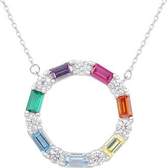 Suzy Levian Sterling Silver Open Circle CZ Pendant Necklace in Multi at Nordstrom Rack