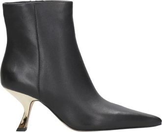 Michael Kors Zwarte Leren Puntige Enkellaarzen - Dames - Laarzen met Hak - Zwart - 36 1/2 EU - Schoenen