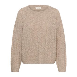 Soaked In Luxury Slidalia Kabel Trui - Dames - Ronde hals truien - Beige - S - Truien & Vesten