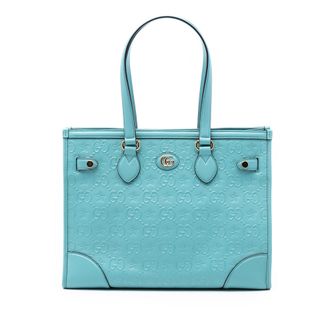 Gucci Tweedehands Gg Star Gegraveerde Leren Tote