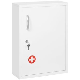OEM Botiqu&iacute;n Para Medicinas De 3 Niveles Armario De Botiqu&iacute;n Con Cerradura Y 2 Llaves Para Cocina Ba&ntilde;o 40x15x53,5 Cm Blanco