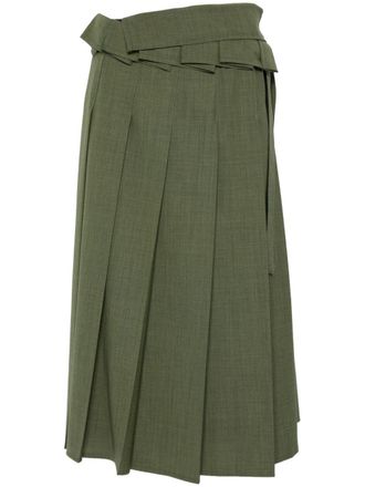 Fabiana Filippi wrap midi skirt - women - Virgin Wool/Polyamide/Elastane - 46 - Green