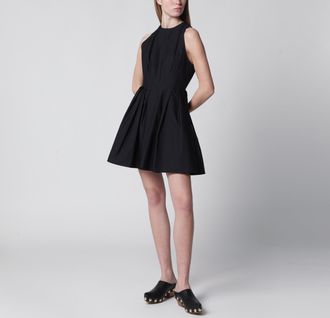 Sportmax Abito corto smanicato in puro cotone nero