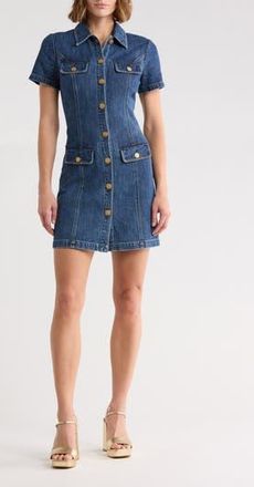 Alice & Olivia Jamie Denim Mini Shirtdress in Cambria Vintage at Nordstrom Rack, Size 14