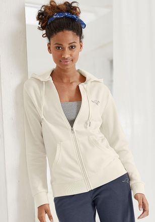 Kangaroos Sweatjacke KANGAROOS, Damen, Gr. 32/34, weiss (wei&szlig;), Interlock, Obermaterial: 60% Baumwolle, 40% Polyester, unifarben, Basic, h&uuml;ftlang, Rippb&uuml;ndchen,