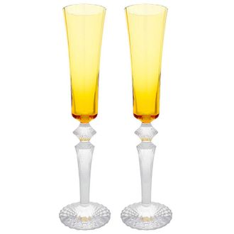 Baccarat Mille Nuits Topaz Flute Amber 2811584 - Set of 2