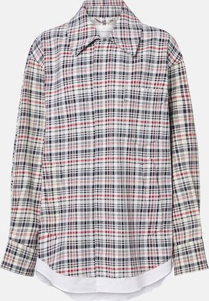 Victoria Beckham Chaqueta oversized de algod&oacute;n y lana a cuadros