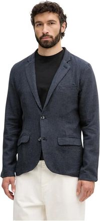 Lindbergh Katoenen Linnen Blazer - Heren - Blazers - Blauw - M - Katoen - Jassen