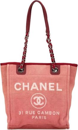 Chanel Pre-owned Mini Canvas Deauville Tote - Dames - Vintage Shopper - Rood - ONE Size - Leer - Vintage