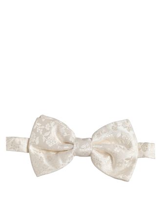 Dolce & Gabbana Floral Silk Bow Tie - White
