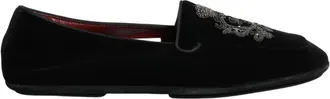 Dolce & Gabbana Schoenen, Heren, Zwart, 44 EU, Velvet Crown Embroidery Loafers