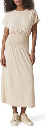 Splendid Giada Smock Waist Sandwash Knit Midi Dress in Moonstone at Nordstrom, Size X-Small