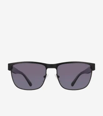 Cole Haan Mens Vintage Camo Modified Rectangle Sunglasses - Black